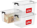 Cetomo 15L-3 Pack Storage Boxes with Lids Clear Nestable Stackable