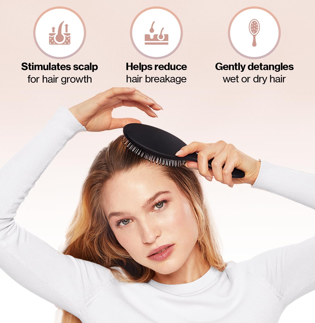 Kitsch Detangler Hair Brush for Wet and Dry Hair, Curly or Straight Hair, Detangling Brush with Flexible Hairbrush Bristles, Hair brushes for Women & Men, Adults & Kids, for Shower & Travel - Black