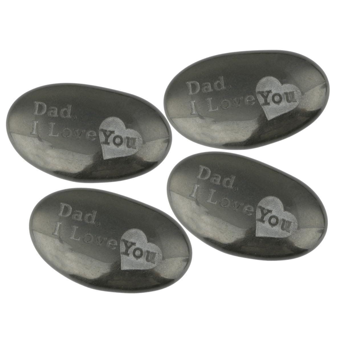 mookaitedecor 4pcs Small Natural Black Stone with Words ‘Dad I Love You’ Pocket Stone for Grief, Small Memorial Ornaments Stone Engraved Stones for Grave Love Message for Dad Condolence Sympathy Gift