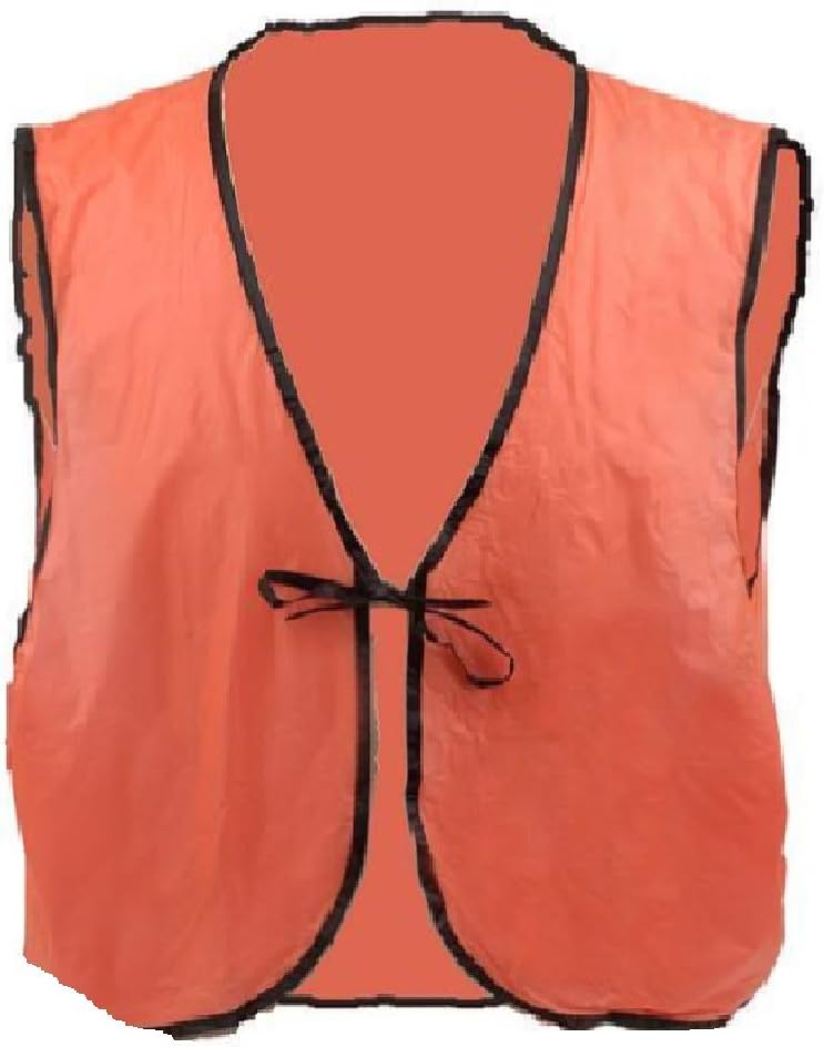 Economy Safety Vest, Soft Vinyl with Tie Closure for Identifying Staff, VOLUNTEER Imprint on Back, Orange, Large (7443)