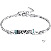 HKPATOP Urn Bracelet For Ashes 925 Sterling Silver Abalone Shell Cremation Keepsake Pendant Locket Bracelet For Women Men