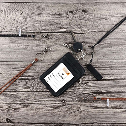 Office Lanyard, PLENTY 2PCS Handmade PU Leather Necklace Lanyard with Strong Clip and Keychain for Keys, ID Badge Holder, Camera, Cell Phone, iPod MP3 MP4, USB Flash Drive (Black+Brown) - Thumbnail 4