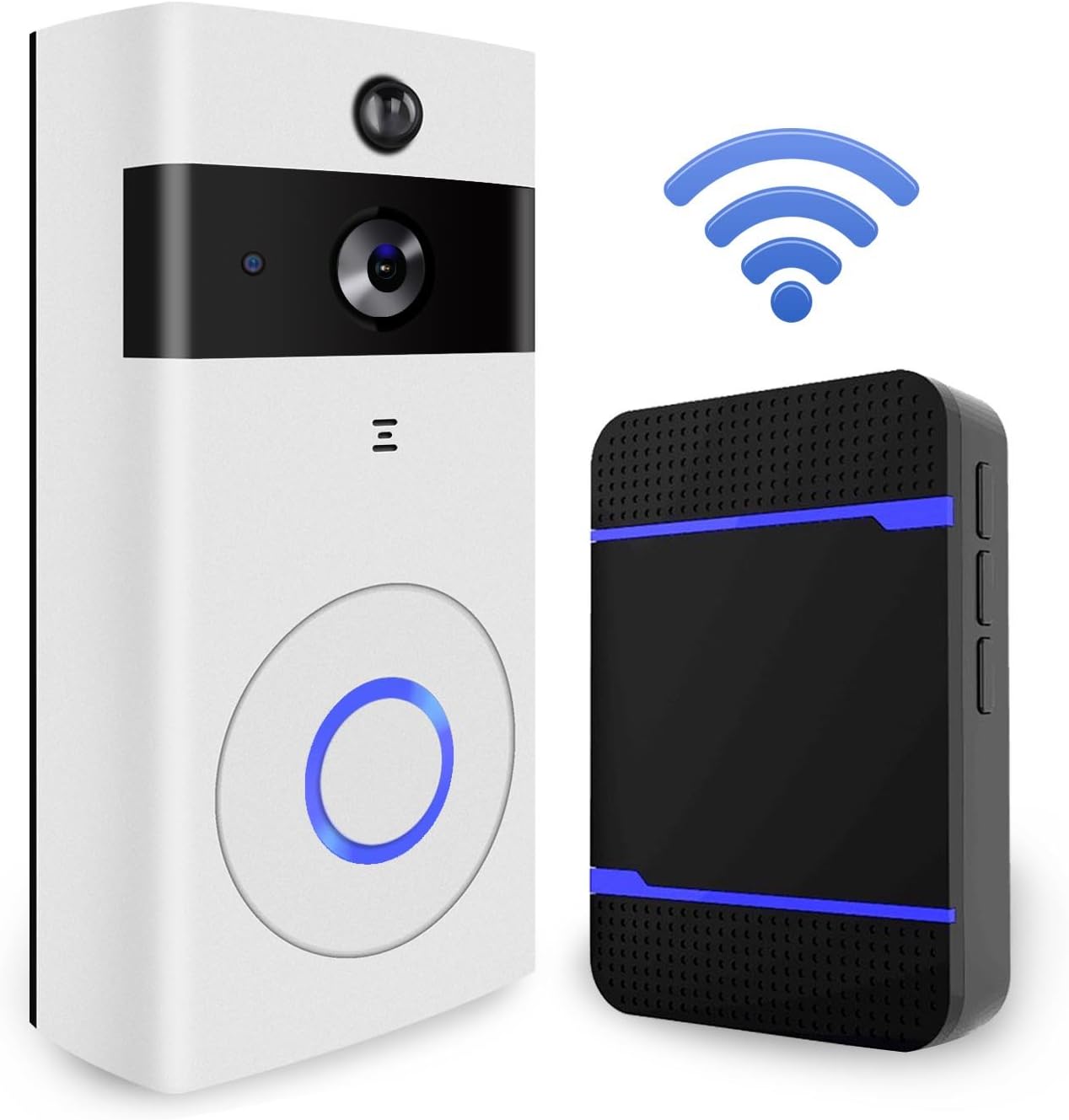Smart Video Doorbell, Wireless Doorbell Kit HD Security Camera with Chime and 8G SD Card, PIR Motion Detection, Night Vision, Real-time Two - Way Talk for Home and Office, Support iOS and Android