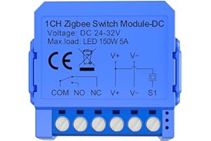 MHCOZY 1CH Dry Contact Passive Output Wi-Fi Switch Module,Input DC 24-32V, Tuya app Remote Control Lights Gate Opener,Compatible with Alexa