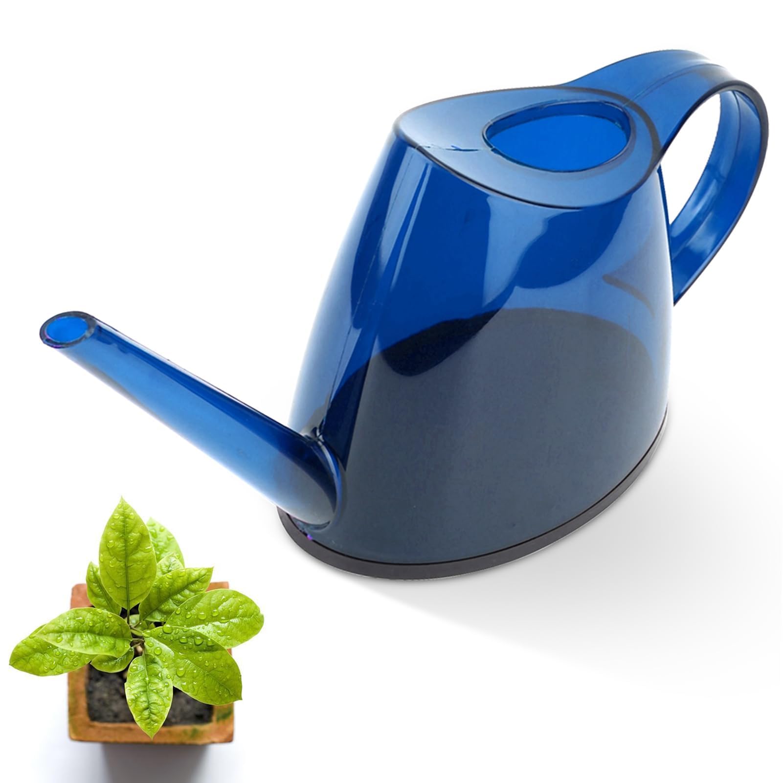 Watering Can for Indoor Plants, 1.2L Plant Watering Can with Long-Spout Small Indoor Watering Can Transparent for Garden Flower(Blue)