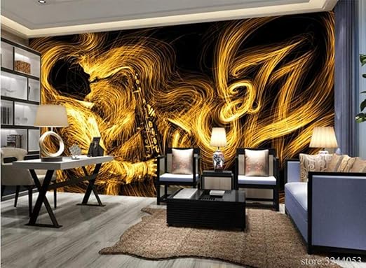 Zamle Papel Tapiz Dorado Para Paredes Abstract Golden Saxophone