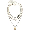 Taichell Gold Layered Turquoise Necklace for Women Multi Boho Long Necklace Bohemian Coin Pendant Necklaces Jewelry