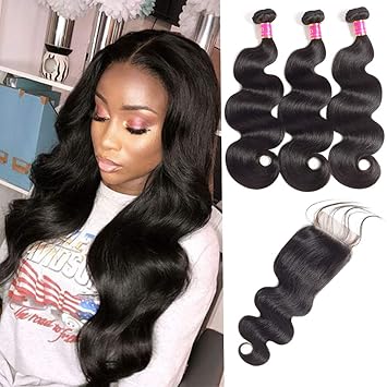 Bobofun Peruvian Body Wave With Closure 3 Bundles 8a Peruvian