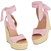 Liyuandian Womens Platform Espadrille Wedges Open Toe High Heel Sandals with Ankle Strap Buckle Up Shoes