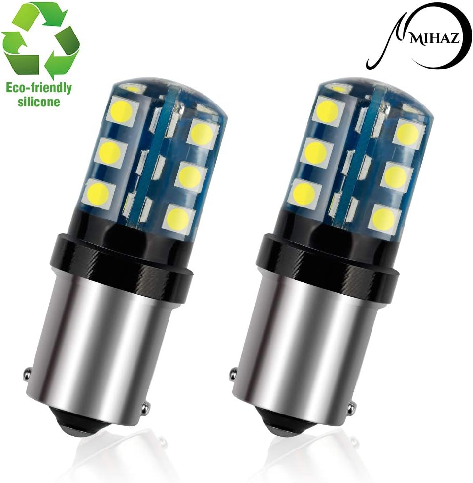1156 BA15S LED Bulbs - MIHAZ Silicone Cover Series LED Replacement Bulbs 1003 1141 P21W 7506 Super Bright 1440Lm 6000K for Brake Lights Turn Signal Back-up Reverse Tail Lights Cool White (Pack of 2)