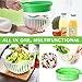Salad Cutter Bowl 60 Seconds Salad Maker, Salad Slicer Chopper Fruit Vegetable Strainer, Food Grade, Multi-use (White with Green)