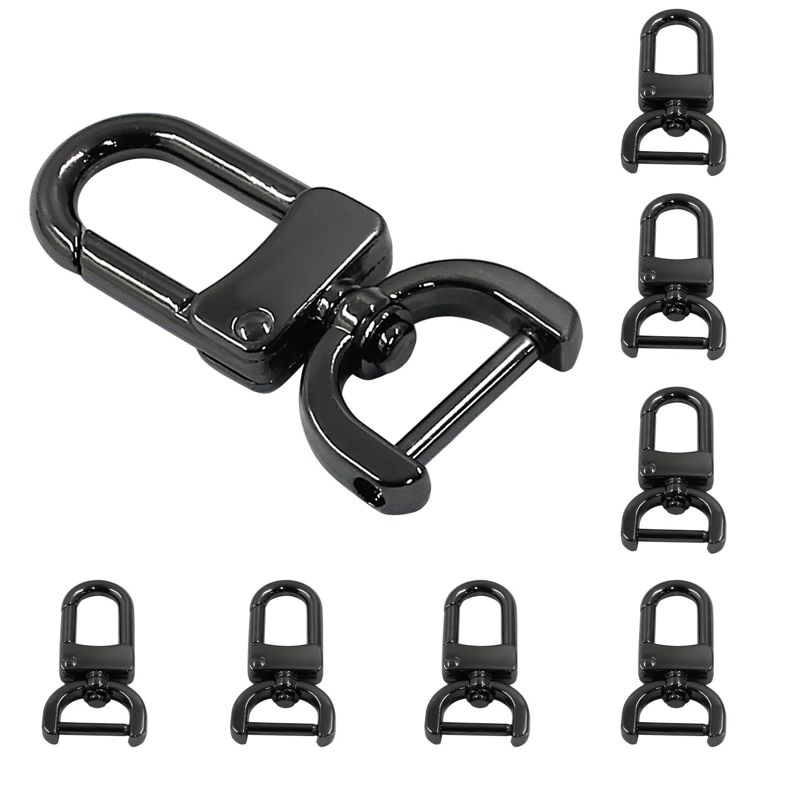 Photo 1 of BokWin 8 Pcs Swivel Clasp Snap Hook 5/8 Inch Swivel Kobster Claw Clasp D Ring Detachable Snap Hook with Screwdriver for Purse Bag Leather(Black)