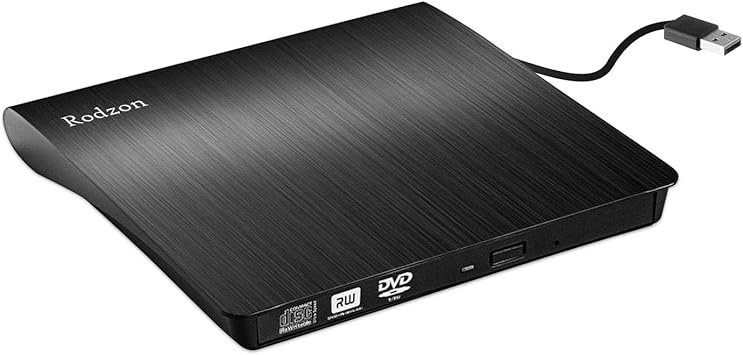 Rodzon - Reproductor de CD y DVD externo USB 3.0, reproductor de CD y DVD externo para