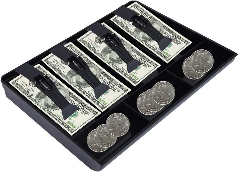 Money Tray Cash Register Drawer Insert Tray Portable Currency Till Replacement Money Organizer Storage Box with 4 Bills 3 Coins Compartments : Office Products