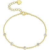 YIYEPUTI Gold Bracelets for Women 14K Gold Bracelets for Women Link Bracelet for Womens Blend of Elegance and Simplicity Cubic Zirconia Bracelet for Womens Adjustable Size (7-8.6) Inches