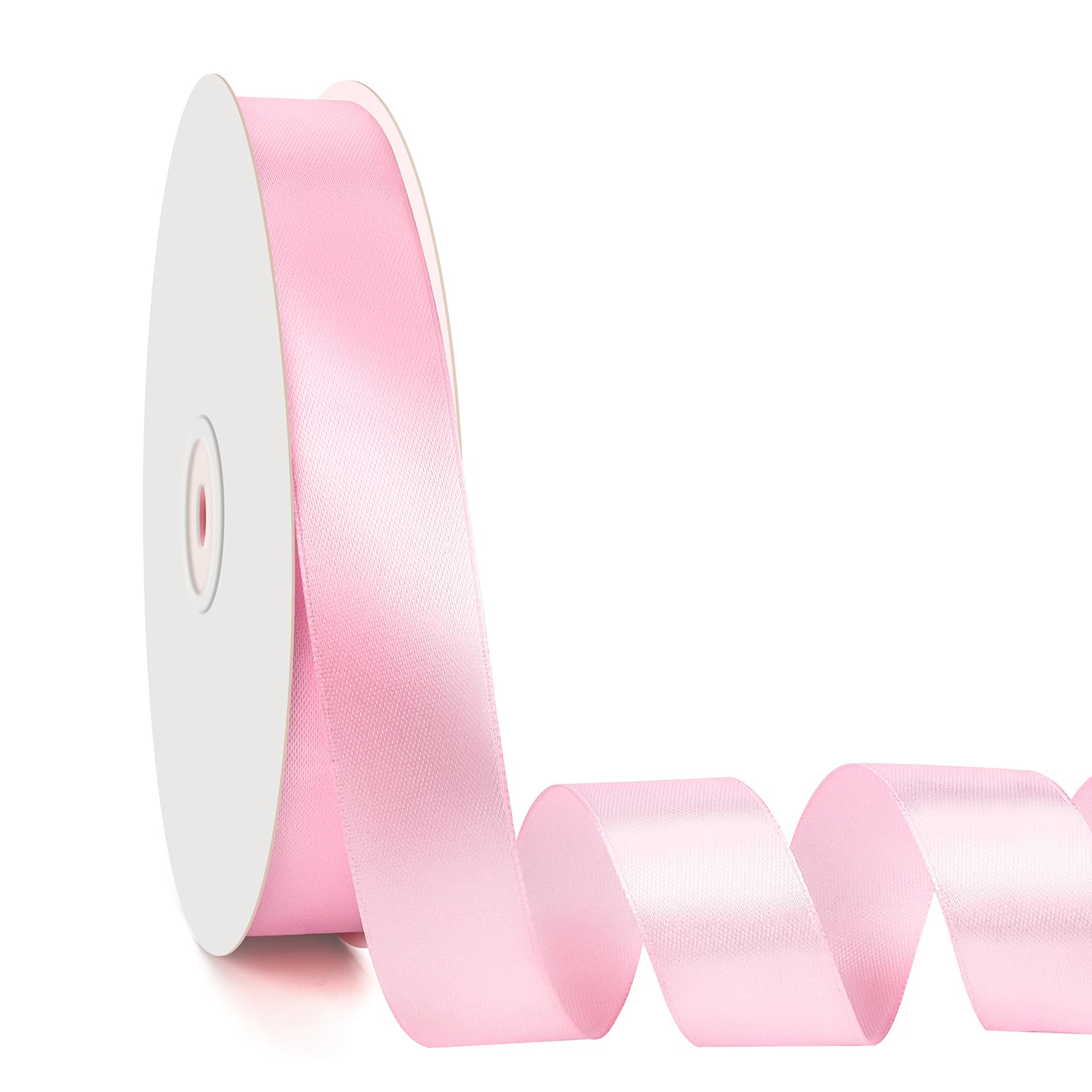 Photo 1 of 100 Yards Ribbon, 1 Inch Pink Satin Ribbon for Gift Wrapping, Ribbons for Flower Bouquet, Single Face Fabric Polyester Hair Ribbons for Crafts Wedding Bow Party Decorations
