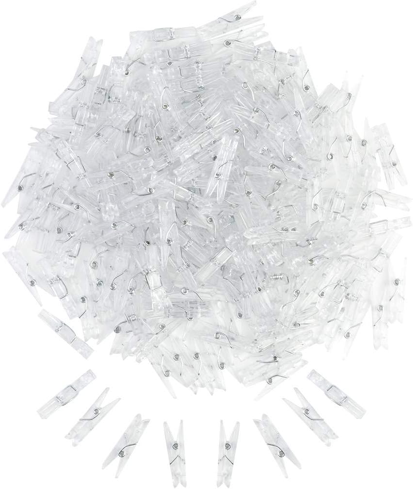 200pcs Mini Clear Plastic Clips Transparent Clips, Small