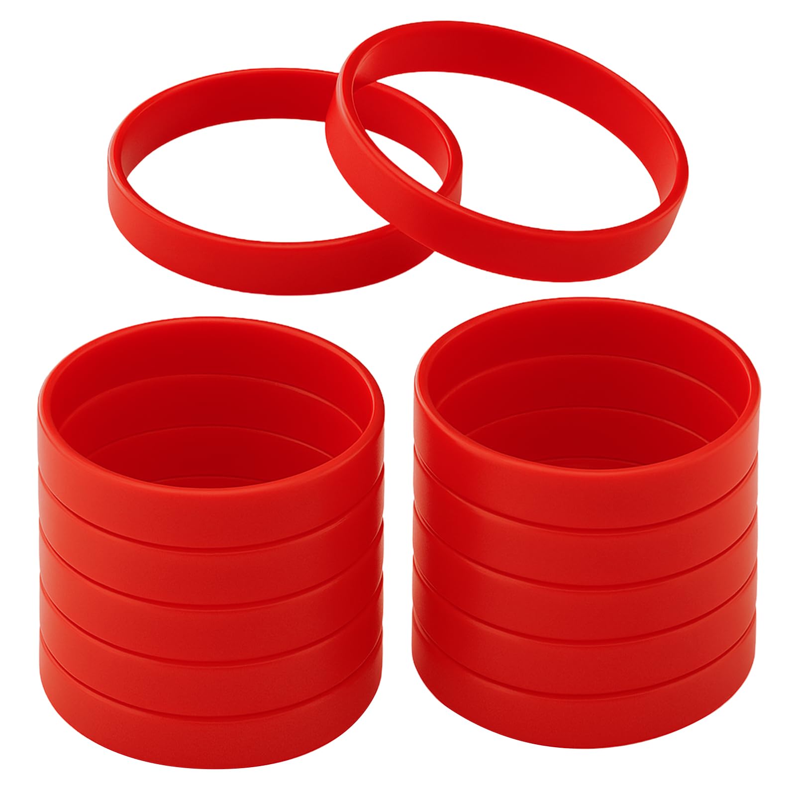GOGO 12 PCS Red Silicone Wristbands Adult Rubber Bracelets Bulk Elastic Wristbands for Party — image 1