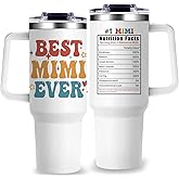 GlitaZola Mimi Tumbler Mimis Gifts for Grandma from Grandkids Best Mimi Ever 40Oz Tumbler with Handle Christmas Mothers Day Presents for Mimis from Granddaughters with Endless Love