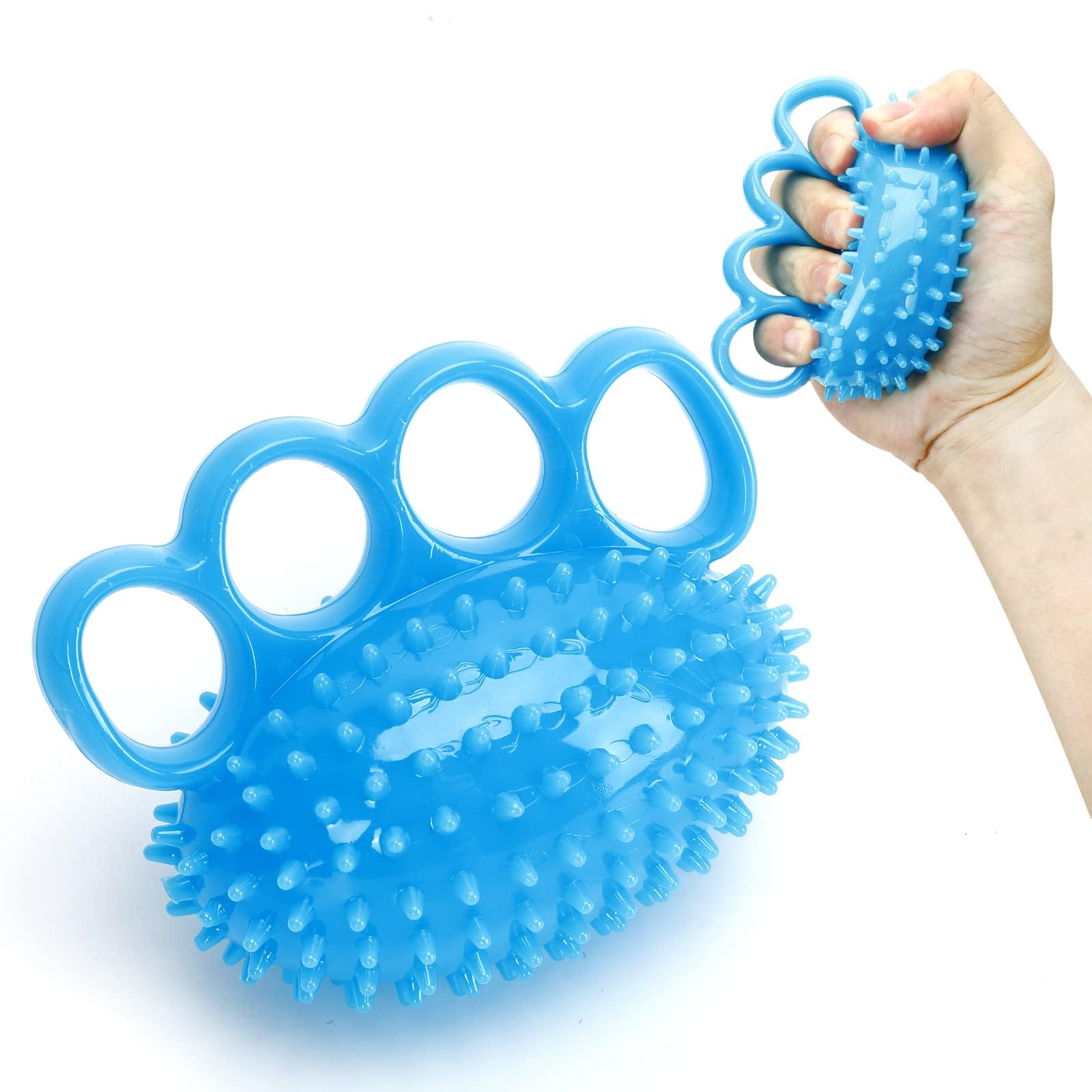 Finger Grip Ball Hand Exercise Squeeze Finger Massage Grip Strengthener Exerciser Stress Balls for Arthritis Elderly People Kids Stroke Hemiplegia Rehabilitation Hand Therapy Training Equipment（Blue）