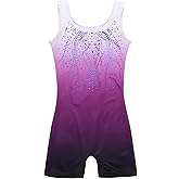 Arshiner Leotards for Girls Gymnastics with Shorts Color Gradient Shiny Diamond Kids Biketard