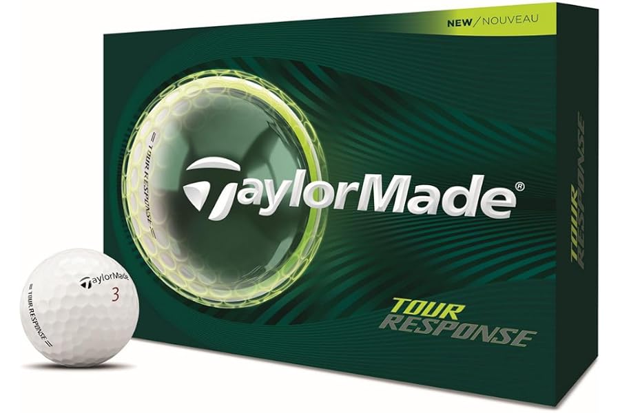 TaylorMade Tour Response Golf Balls, Enhanced 360° ClearPath Alignment, Speed Wrapped Core for Distance and Feel, Pack of 12