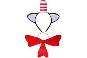 MLKGZ Cat Ears Headband with Red Stovepipe Hat,Cat Costume Set for Kids Adults Halloween Accessories Party Favors