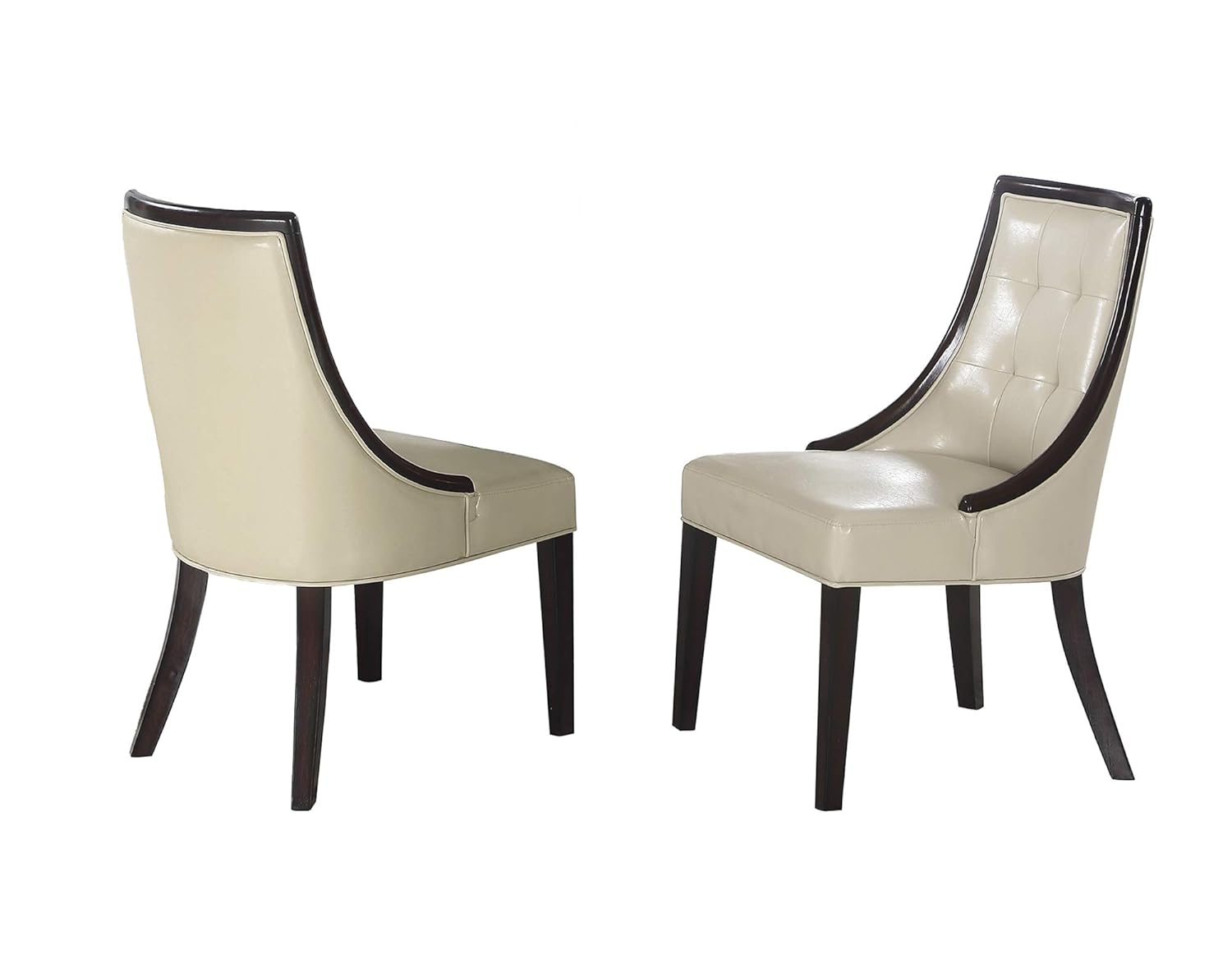Best Master Furniture Clair Tufted Leather Dining Chairs, Set of 2, Ivory