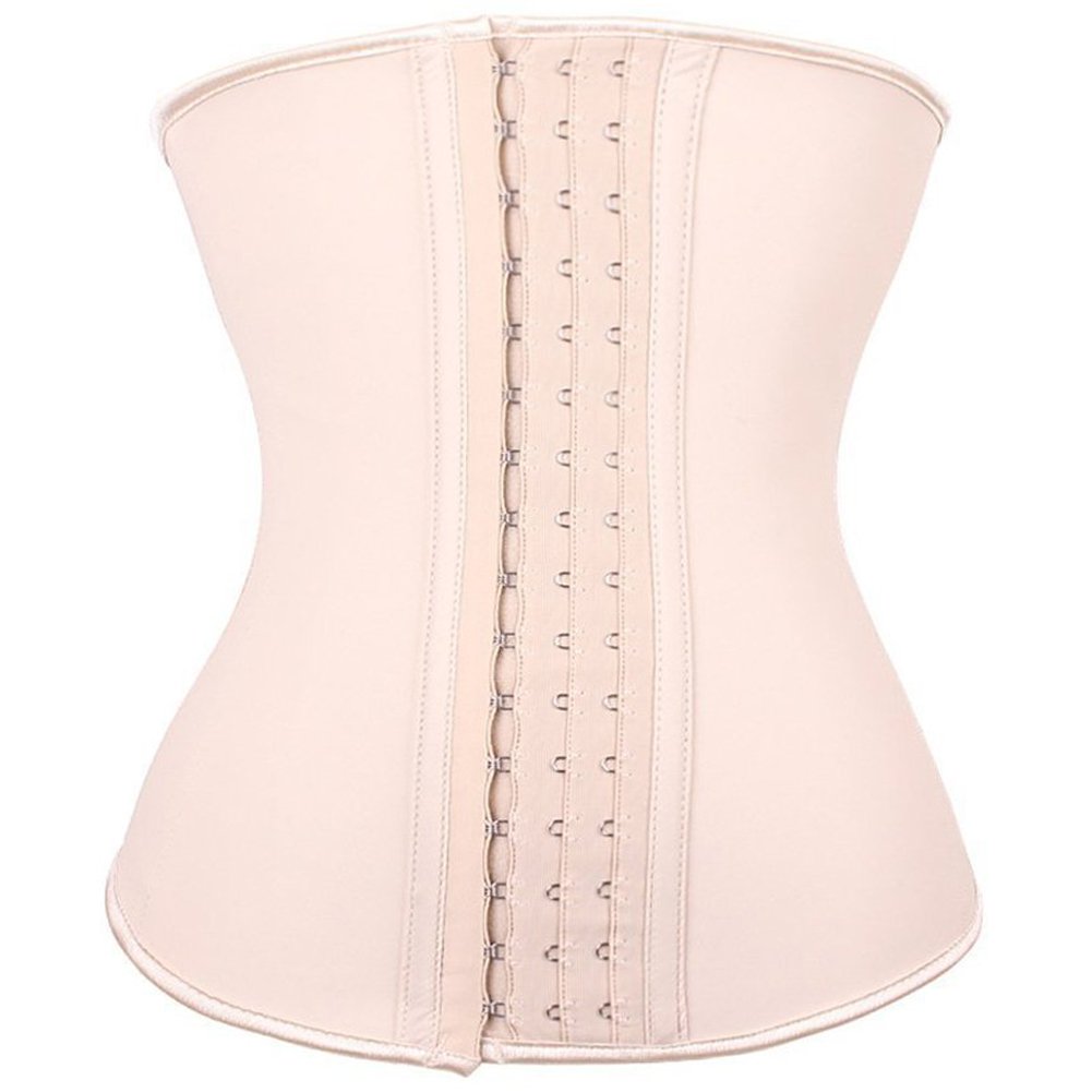 Women 3 Hooks Waist Trainer Corset For Weight Loss Tummy Control Shapewear Beige XXL