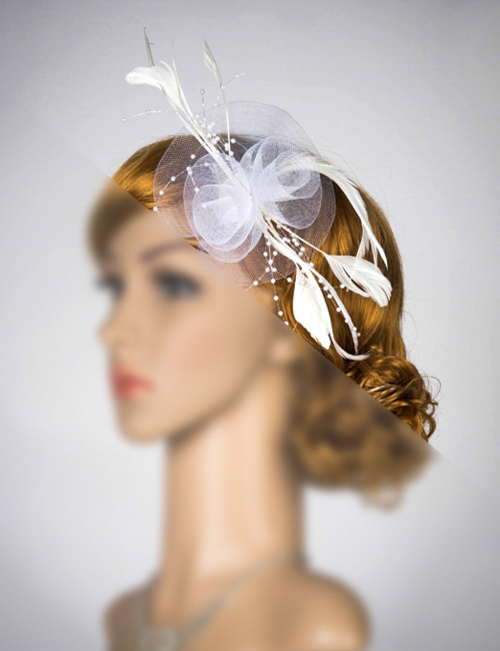 Amazon Com White Feather Fascinator Bridal Hair Piece Wedding
