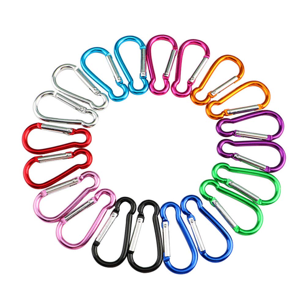 QitinDasen 20Pcs Premium 5cm Aluminium Alloy Locking Carabiner Set, Gourd-Shaped Keychain, Multifunction Carabiner Snap Hook Clip (Not for Climbing!)