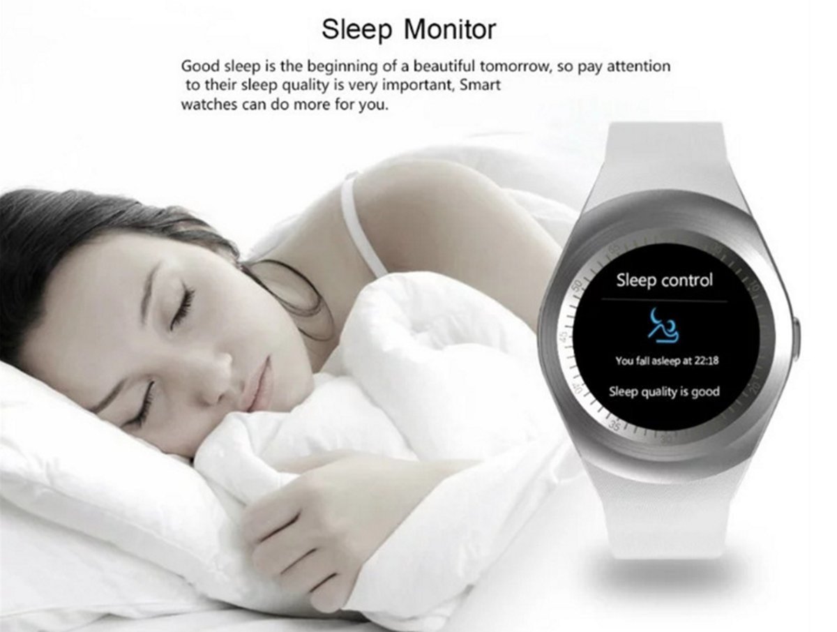 RabbyRock Y1 Bluetooth SmartWatch - HD IPS Round Touch Screen Cell Phone Watch with SIM TF Card Slot SmartWatch Pedometer Sleep Monitor Remote for Android phones (White)