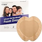 Sacrum Silicone Foam Dressing 7"x7" Silicones Wound Care Product Waterproof Bed Sore Pressure Pad Sacral Bandage Pads Sacral Bordered Silicone Adhesive Foam Wound Dressing 2 Pack