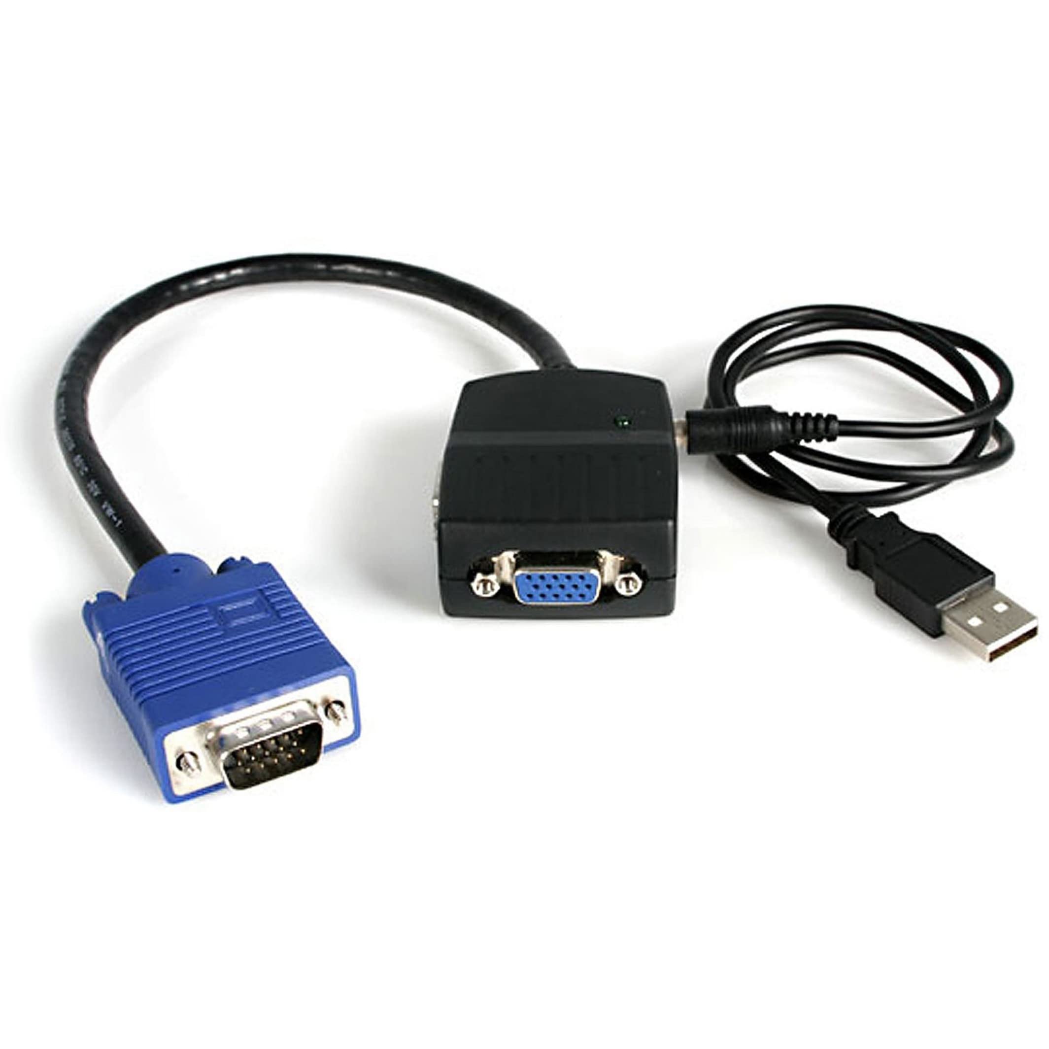 StarTech.com 2 Port VGA Video Splitter - USB Powered - 2048x1536 - VGA Video Monitor Splitter Dual Port (ST122LE),Black