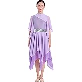 Praise Dance Dress Women Metallic Top Chiffon Cap Sleeve Flowy Skirt Worship Overlay and Tunic Liturgical Dancewear