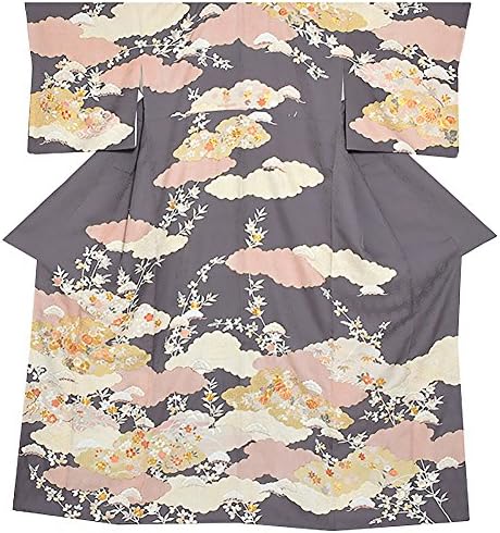 京都きもの町 お仕立て上がり 高級プレタ訪問着単品 鼠色 雲に吉祥