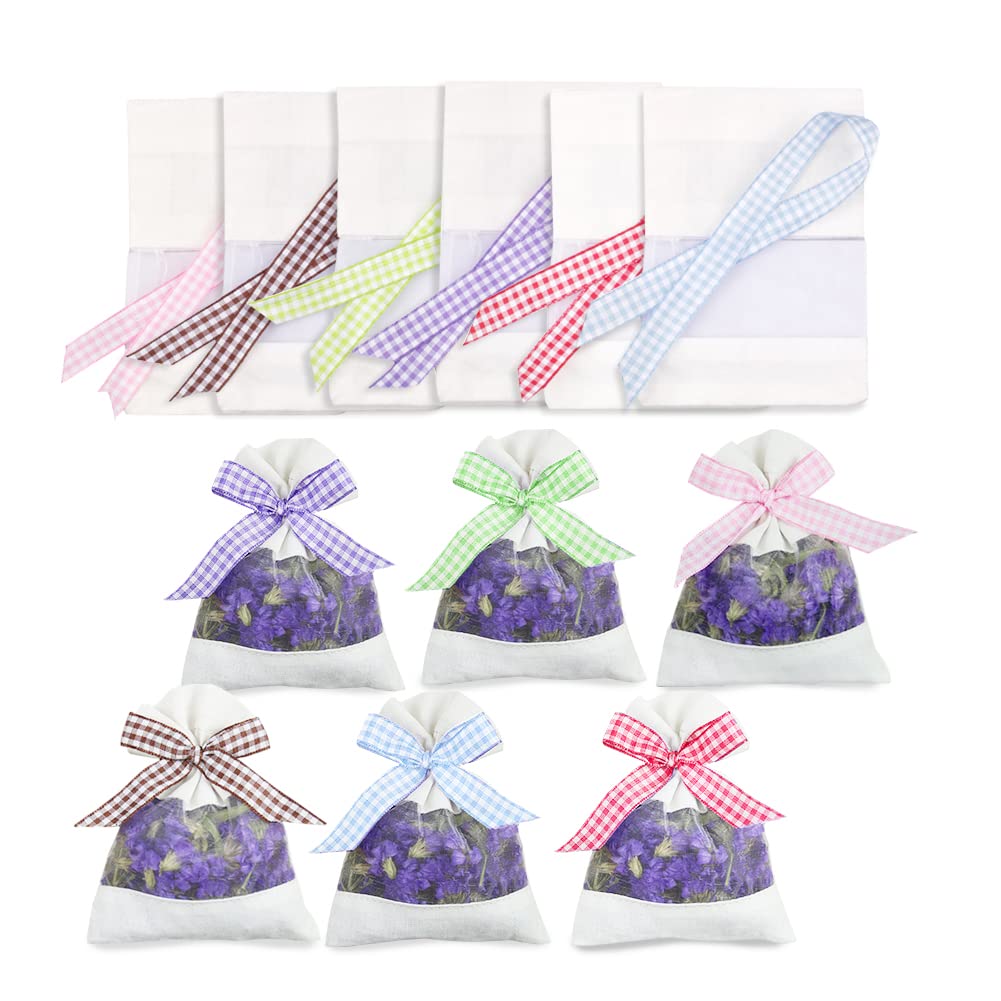 Geila Pack of 12 Empty Bags in Linen Fabric Organza Gauze Bags for Lavender, Spices and Herbs (12 Pieces)