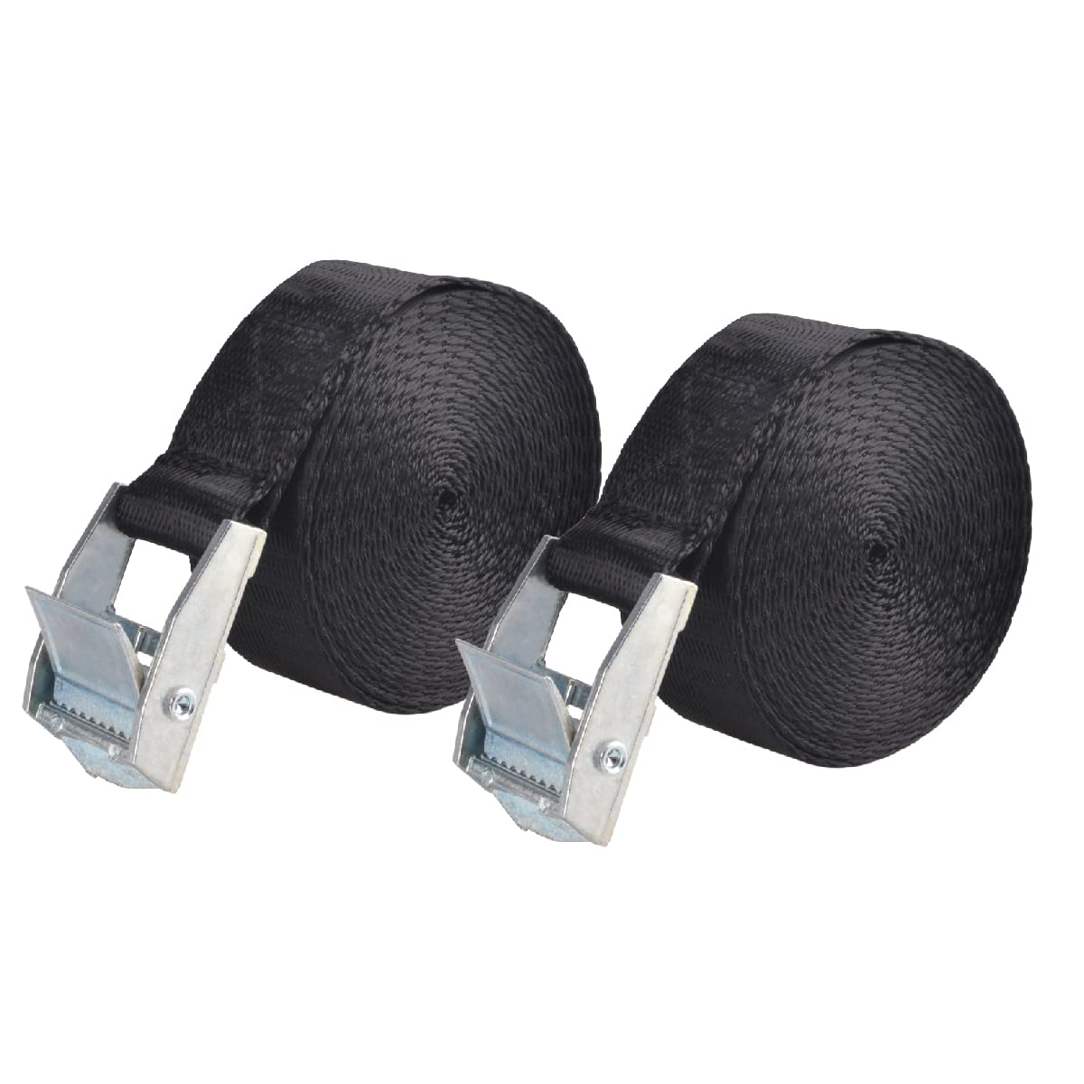 Azarxis Lashing Straps Ratchet Tie Down Secure Cinch Strap Adjustable Cam Buckles Belts Heavy Duty up to 441 lbs Capacity for Motorcycle Cargo Kayak Boat (Black with Silver Buckle - 2 Pack,9.8 ft)
