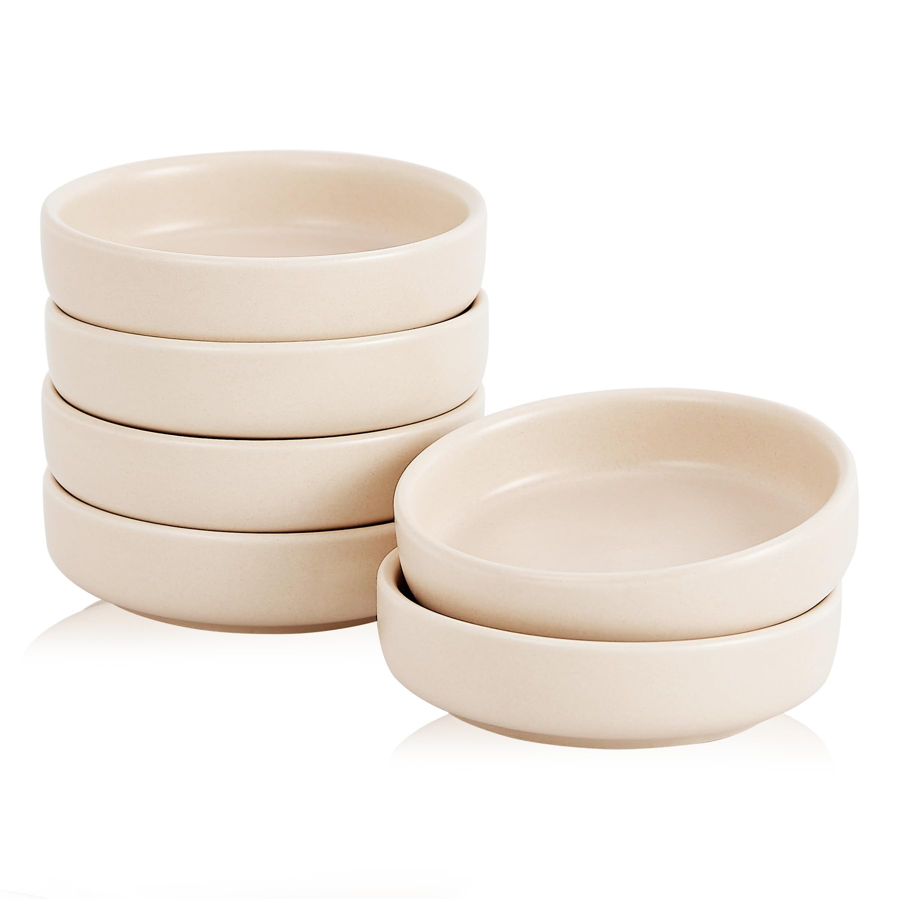 Swuut Ceramic Little Dish,9cm Dip Bowls Tea Bag Dishes Ramekins Set of 6, Small Bowls for Tapas Saucers Snack Balti Curry Ice Cream Sushi, Ketchup, BBQ(Brige)