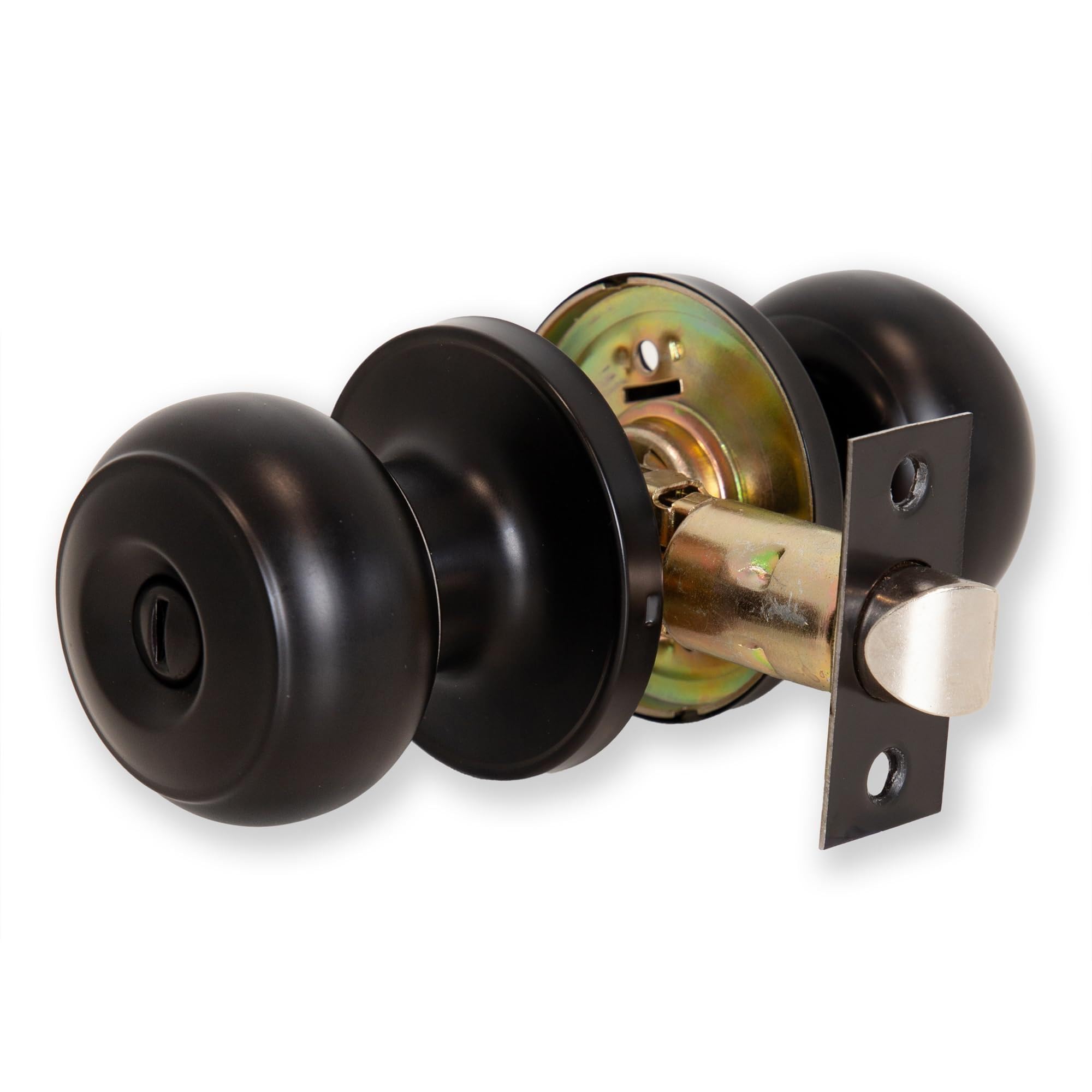 XFORT Bello Privacy Knob Set Matt Black, Keyless Door Knob with Lock for Internal Wooden Bathroom Doors, Complete Set with Tubular Latch