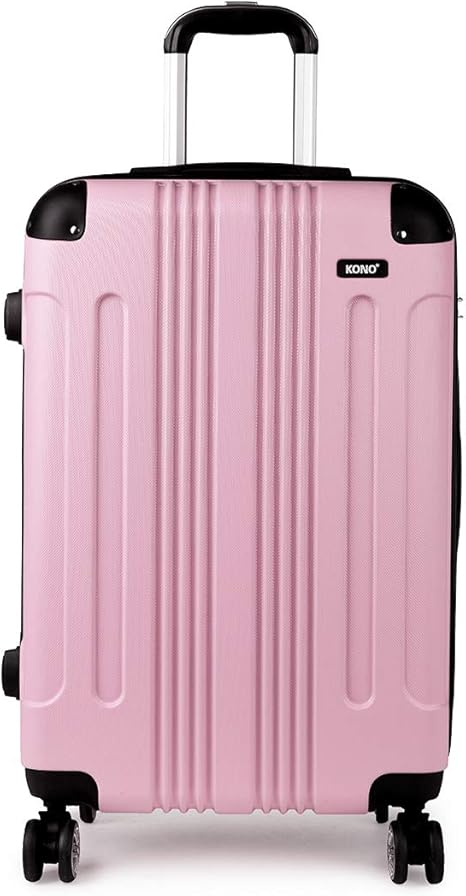 light pink hard shell luggage