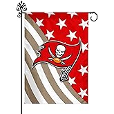 ZYJTEK Welcome Decorations Garden Flag,Yard Outdoor Flags Decor,Football Sport Fans Double Two Sided House Flag 12 X 18 Inch (Red Stripe Design)
