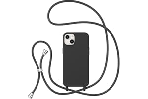 ZTOFERA Crossbody Case for iPhone 13/iPhone 14 with Lanyard Strap Adjustable Rope Liquid Silicone Soft Cover for iPhone 13/iPhone 14 6.1 inch-Black