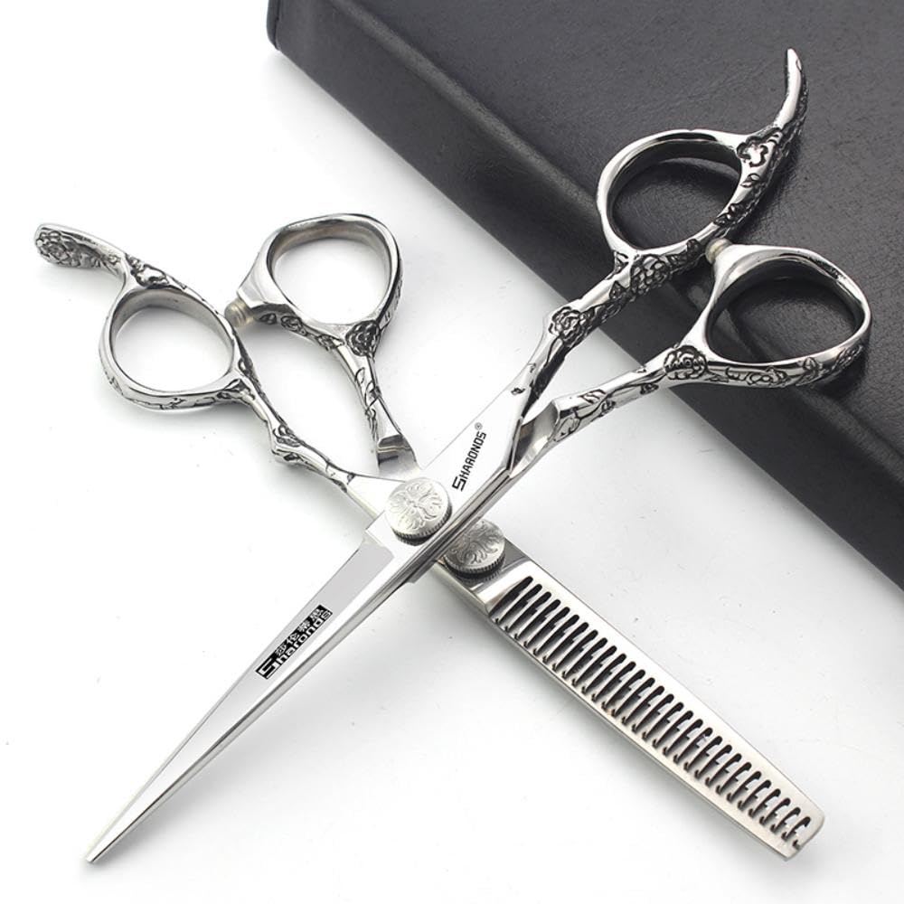 6/7-inch Professional Hair Clippers, Stainless Steel Sharp Hair Clippers, Hairdresser Specific Scissors. (7 inch-2pc-D)