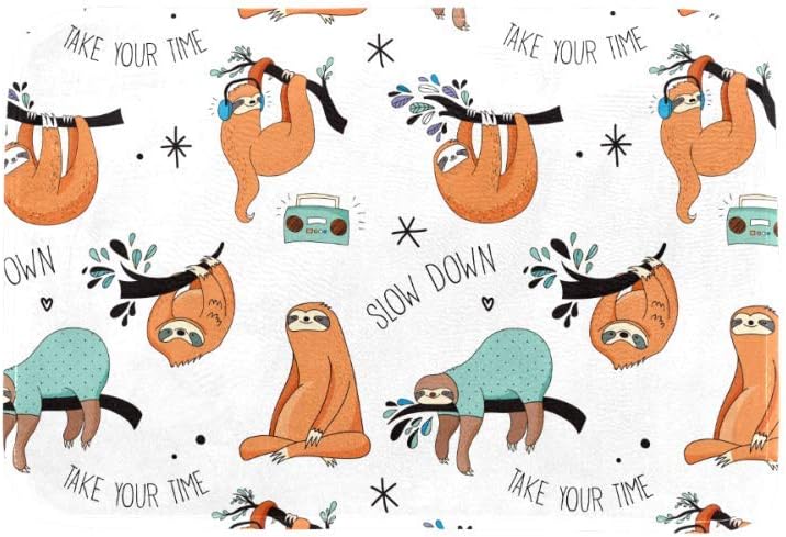 Lilibeely Entrance DoorMats for Indoor Outdoor Entry Garage High Traffic Areas Shoe Rugs, Super Absorbent Door Mats Funny Cute Sloths Illustrations 23.6 x 15.7 Inch