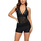 LEZENS Women's Tankini Piece Hollow Sexy Swimwear Tummy Control