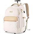 Arcoyard Rolling Backpack For Adults With Wheels, 40L Wheeled Backpack For Women, Travel Roller Backpacks, Carry On Luggage, Rolling Bag, Beige