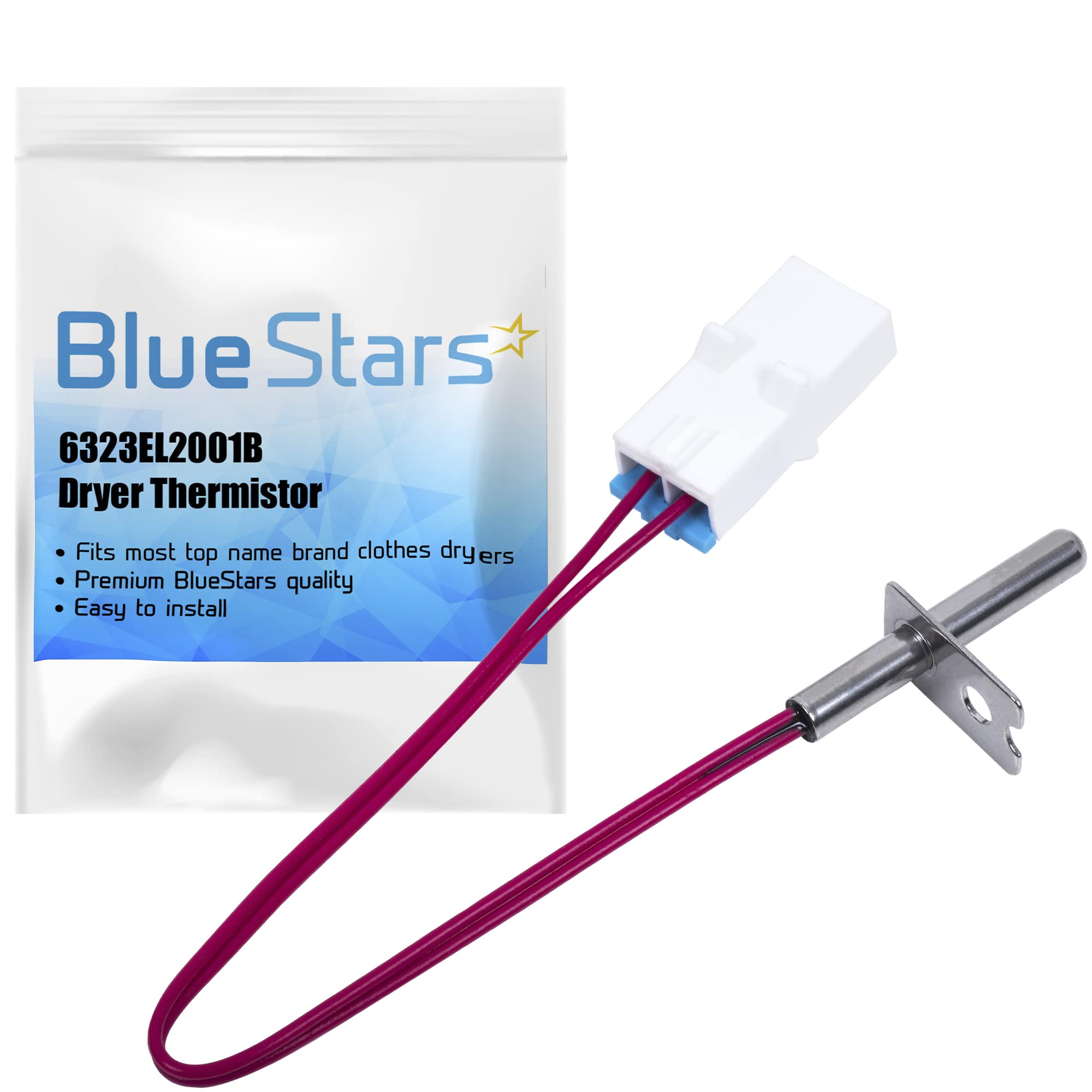 Photo 1 of BlueStars 6323EL2001B Dryer Thermistor Assembly – Compatible with LG & Kenmore Dryers – Replaces 6323EL2001H AP4441539 PS3529026 DLE0442W DLE2512W DLE2514W DLE3733S DLE3777W DLE5932S DLE7177RM