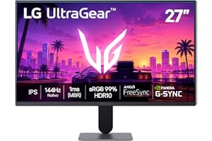 LG UltraGear Monitor Gamer 27" IPS, 144Hz Nativo, 1ms (MBR), Full HD (1920x1080), HDR10, NVIDIA G-SYNC, AMD FreeSync, Preto - 27G411B