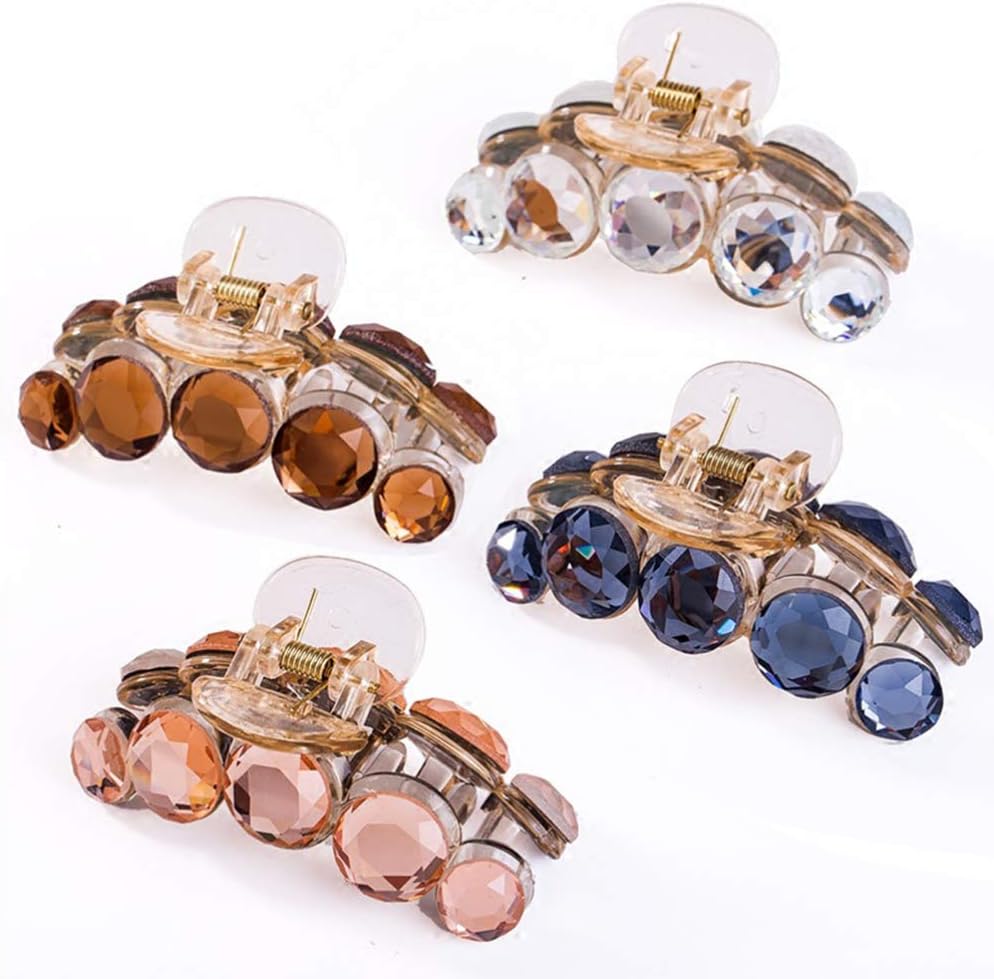 Minkissy Rhinestone Hair Claw, Large Clear Crystal Octopus Claw Clips Clutcher Crab Jaw Barrettes Grips Clamps for Thick Hair - Image 3